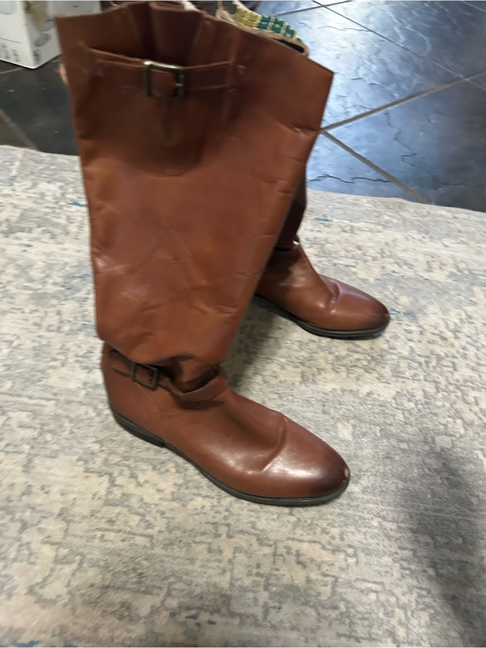 Classic Tall Leather Riding Boots - Brown